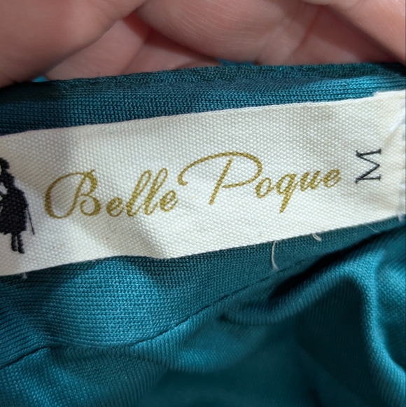 Belle Pogue Blue Shimmer V Neck Midi Dress M - Picture 5 of 7